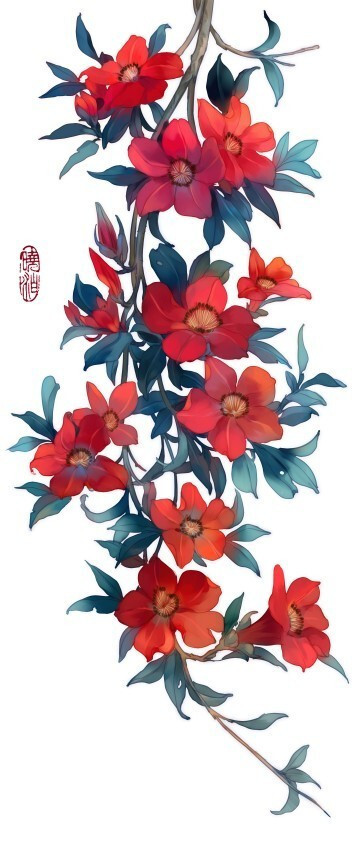 晓泊插画 植物 花卉 杜鹃