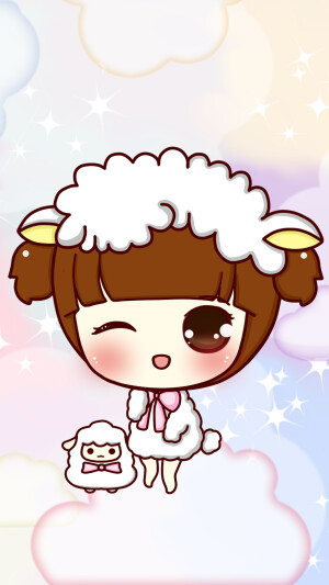 羊年，滋滋，小羊羔，壁纸，头像，插画，手绘，Q版，羊羊羊