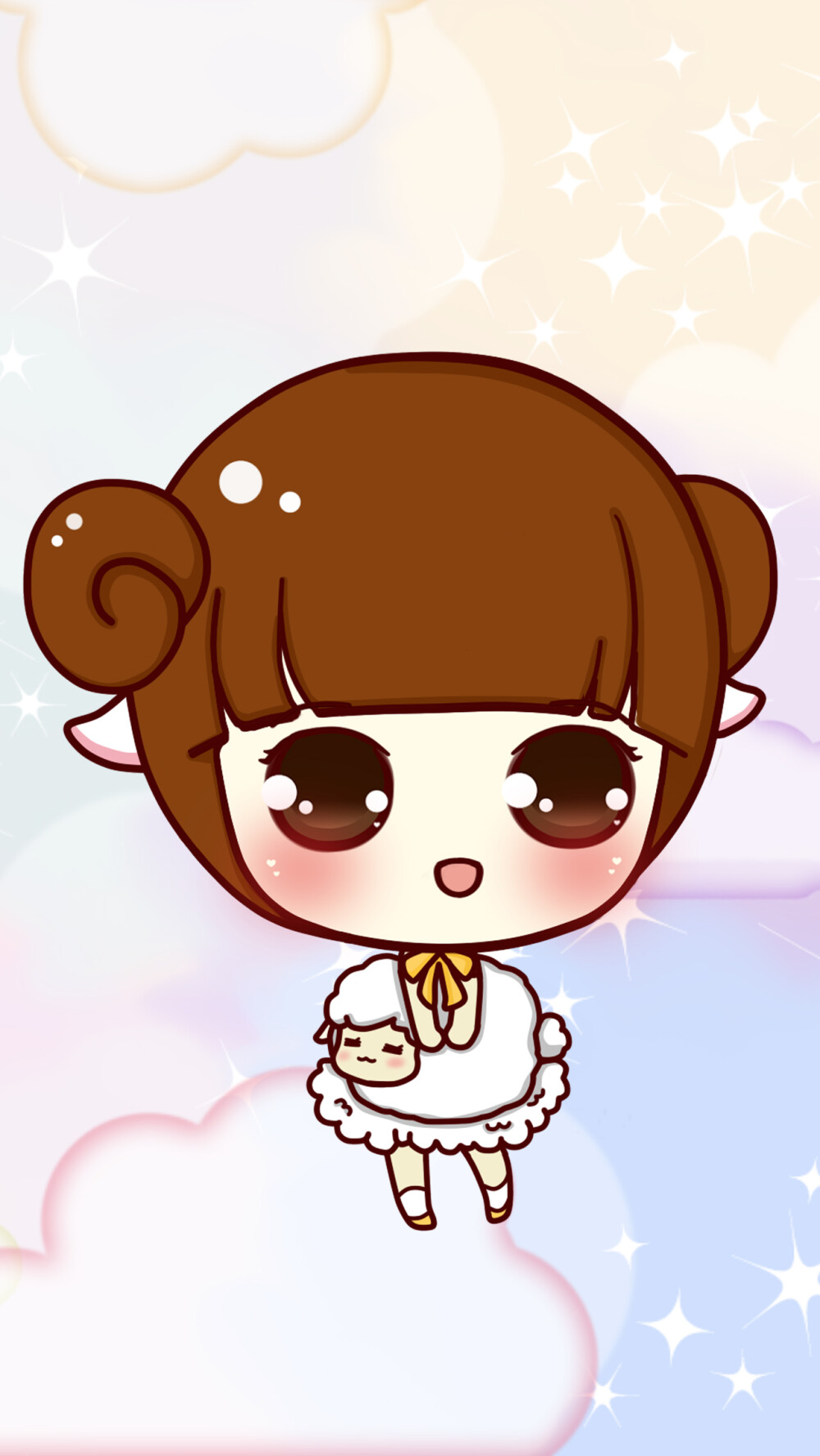 羊年，滋滋，小羊羔，壁纸，头像，插画，手绘，Q版，羊羊羊