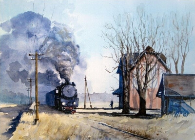 欧洲建筑风景水彩画