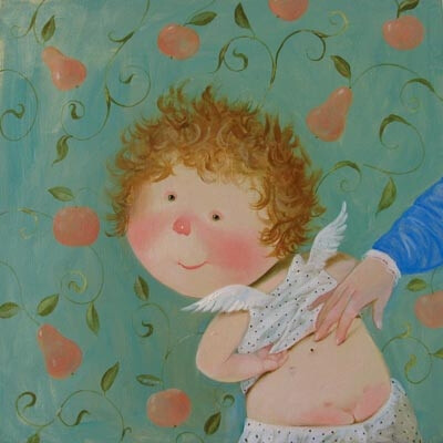 来自乌克兰插画家。Eugene Gapchinska的一组手绘儿童插画，她创作了许许多多粉红色皮肤的可爱小孩，一同分享给大家。