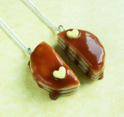 polymer clay pancake bff best friend necklaces friendship jewelry