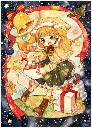 Merry Christmas* | もかろーる [pixiv] http://www.pixiv.net/member_illust.php?mode=medium&amp;amp;illust_id=40460128