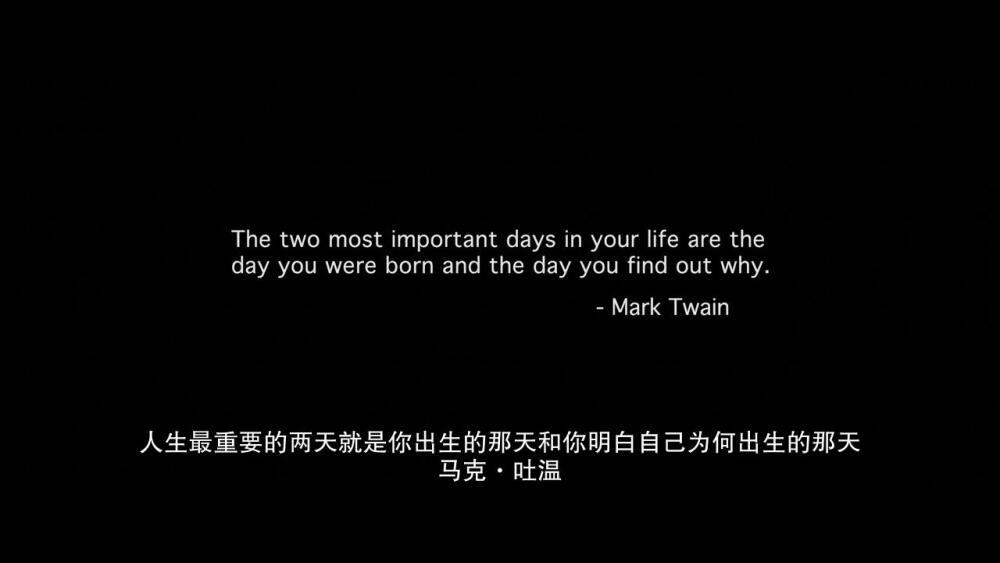 人生最重要的两天就是你出生的那天和你明白自己为何出生的那天！ ————《伸冤人》