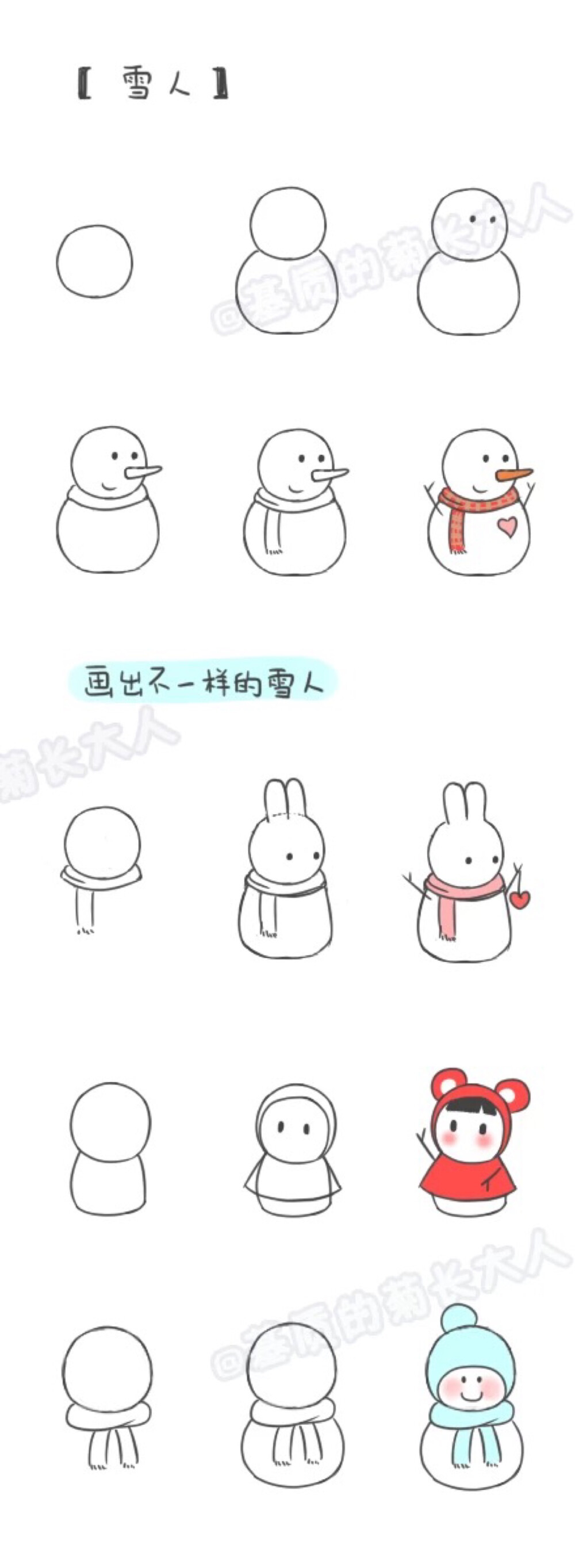 儿童简笔画✺◟(∗❛ัᴗ❛ั∗)◞✺雪人