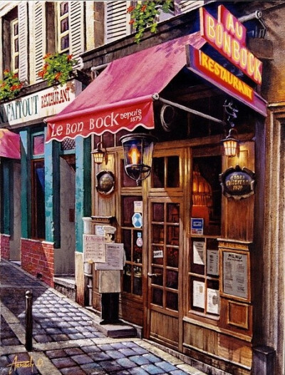 Аркадий欧洲街景油画: Le Bon Bock