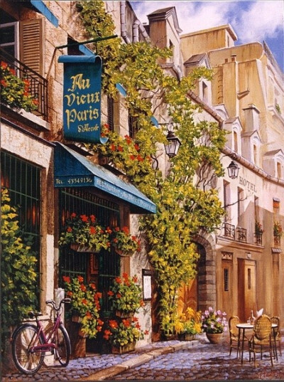 Аркадий欧洲街景油画: Au Vieux Paris