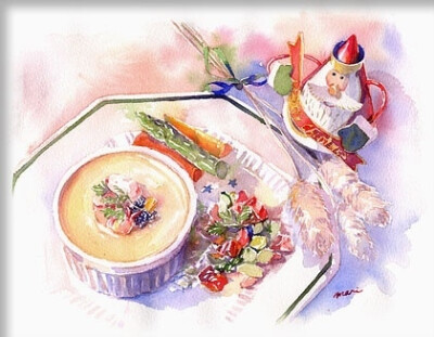 日本美食画家Mari美食水彩画