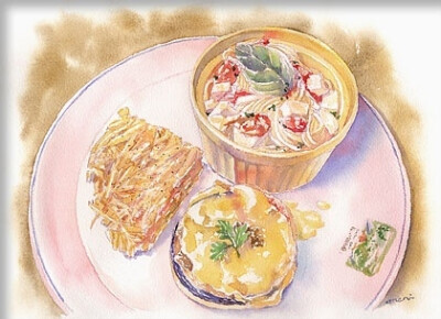 日本美食画家Mari美食水彩画