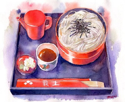 日本美食画家Mari美食水彩画