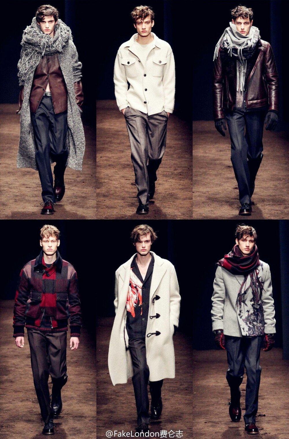 #2015秋冬米兰男装周 SalvatoreFerragamo Fall 2015 真正的“高瘦美”是敢于直面巨大围巾的包裹，而不用担心变成霍比特人的。花鸟印花绣于各式单品中，无次序的层叠混搭营造一种精心设计的凌乱美感。无论是具有岁月感的夹克，还是温暖舒适的毛衫，拥有一条硕大的围巾作为配饰才是其中的精妙之道。