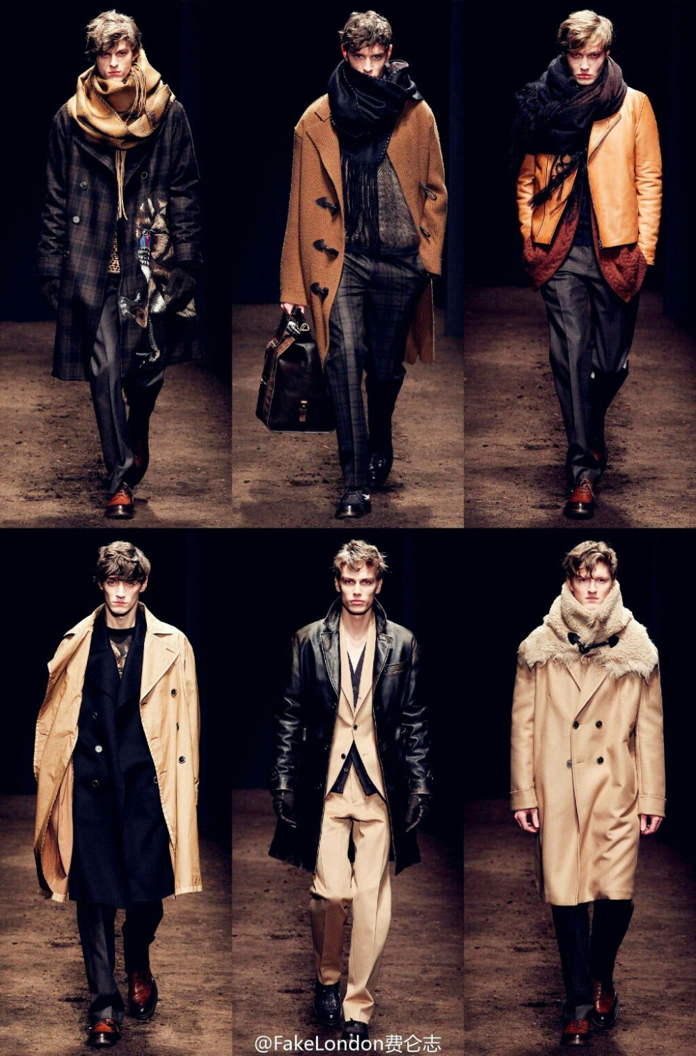 #2015秋冬米兰男装周 SalvatoreFerragamo Fall 2015 真正的“高瘦美”是敢于直面巨大围巾的包裹，而不用担心变成霍比特人的。花鸟印花绣于各式单品中，无次序的层叠混搭营造一种精心设计的凌乱美感。无论是具有岁月感的夹克，还是温暖舒适的毛衫，拥有一条硕大的围巾作为配饰才是其中的精妙之道。