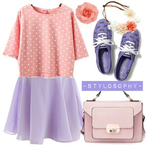 The fashion trend STYLOSOPHY『色系搭配』淡紫+淡粉