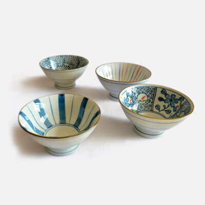 lototo雨奶奶 日式和风陶瓷手绘碗 汤碗 高脚碗 饭碗 日本出口