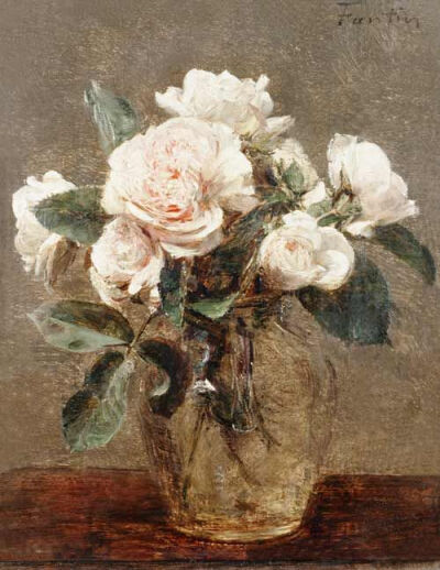 Henri Fantin-Latour 花卉作品 | 亨利·方丹·拉图尔（Henri Fantin-Latour）生于1836年，法国的画家和石板画家，他的花卉画和静物画尤为出名。