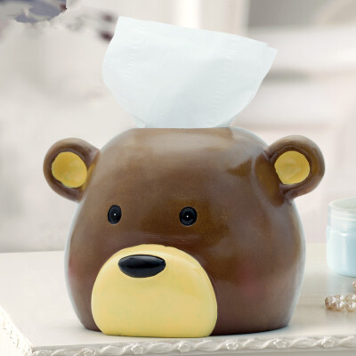 慧心巧聚居家日用趣味创意纸巾盒可爱小熊动物树脂抽纸盒餐巾盒