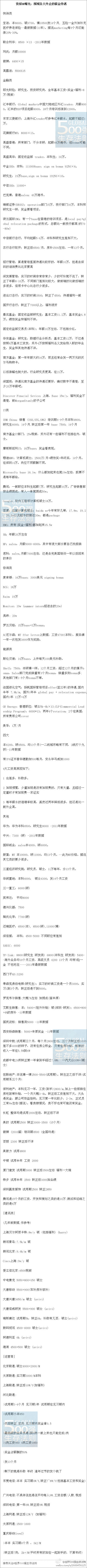 资深HR曝光各大企业职位薪金