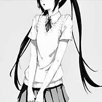 二次元 动漫 插图 女头 半身 黑白