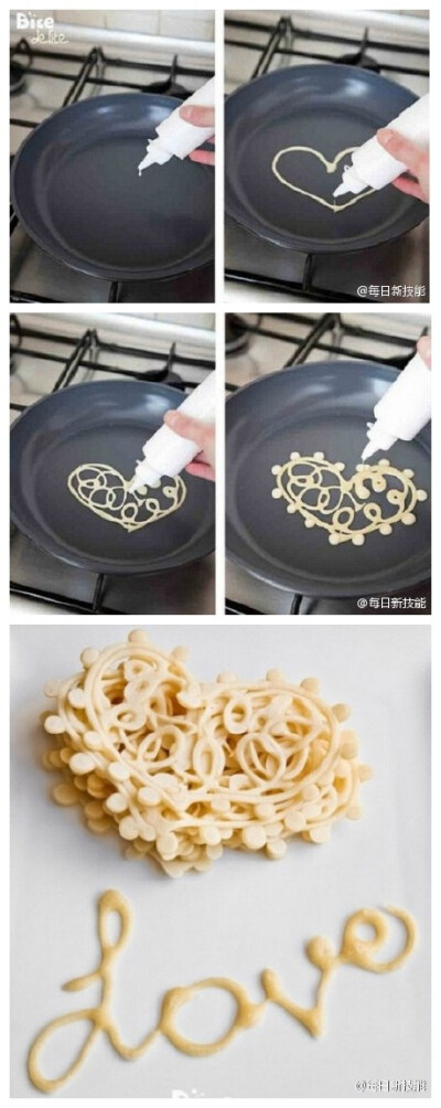 猜、、超级有爱的创意早餐：蕾丝pancake~