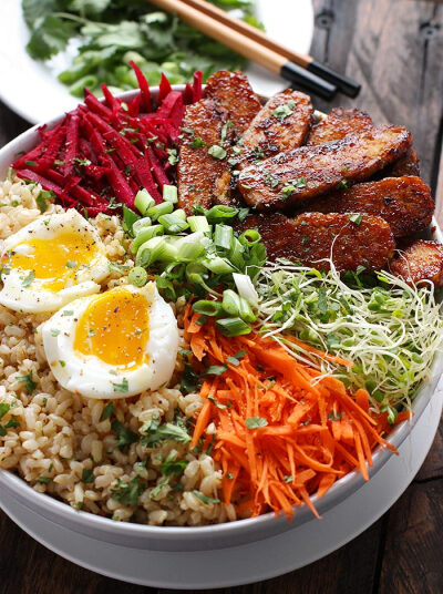 Smoky Tempeh Vegetable and Rice Bowl