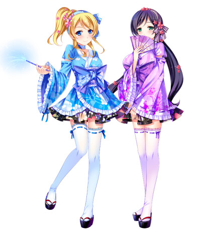 动漫 二次元 同人 lovelive 绚濑绘里 东条希 浴衣 插画 唯美 少女 P站 id=129468 【顺便求各种手滑，感谢】 微博ID Grandia冰-蒂亜_每天都要萌萌哒