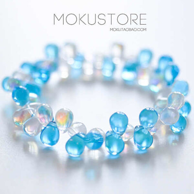 MokuStore●手工●夏日清新 水滴琉璃珠 手链[Bubble*水蓝]