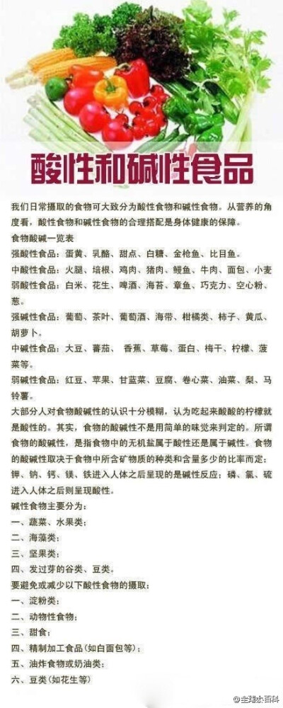 酸性和碱性食品的明细列表，多吃碱性食品身材苗条皮肤好~