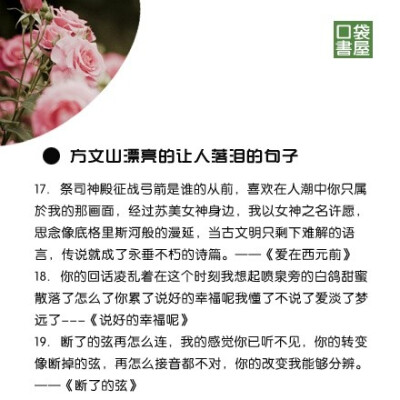 方文山漂亮得让人落泪的句子