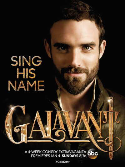 《游侠笑传 第一季 Galavant Season 1》主演：约书亚·萨斯 Joshua Sasse 电视台：ABC 哈哈，超级欢乐搞笑的剧~~~~~又短，看起来非常轻松，推荐~~~PS:男主很帅，国王很萌~