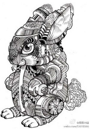 线描画.兔子