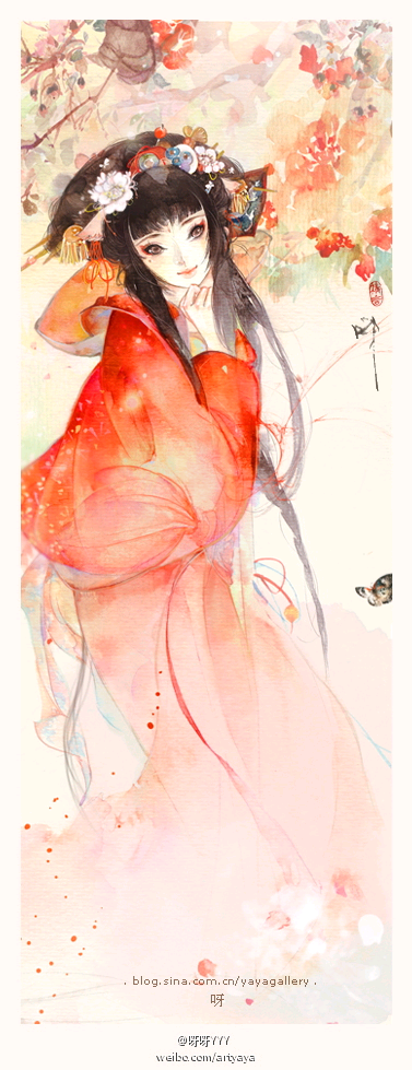 古风，手绘，呀呀