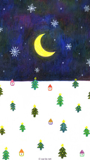 夜晚的小冬日 LINE 换不完的插画手机壁纸..