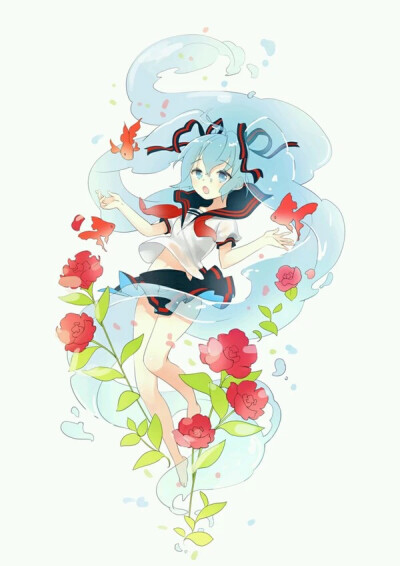 初音 水初音 双马尾 萌 #初音的话 夏夏子最喜欢水初音了#