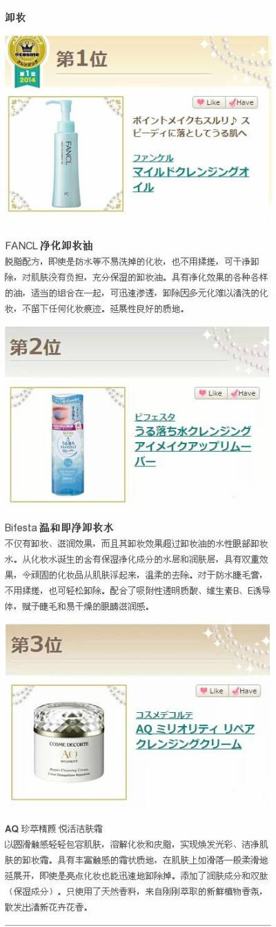 2014年cosme大赏