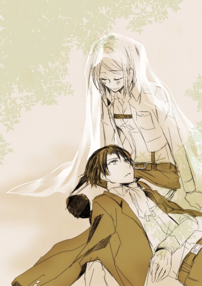 【彼时邻家】 p站 二次元 插画 少年 动漫 妖孽 同人 原创 自由之翼 调查兵团 进击的巨人 利威尔 佩特拉 “我生前爱过一个人,他中分,短发,矮小,易怒……却有醉人的温柔。”——佩特拉