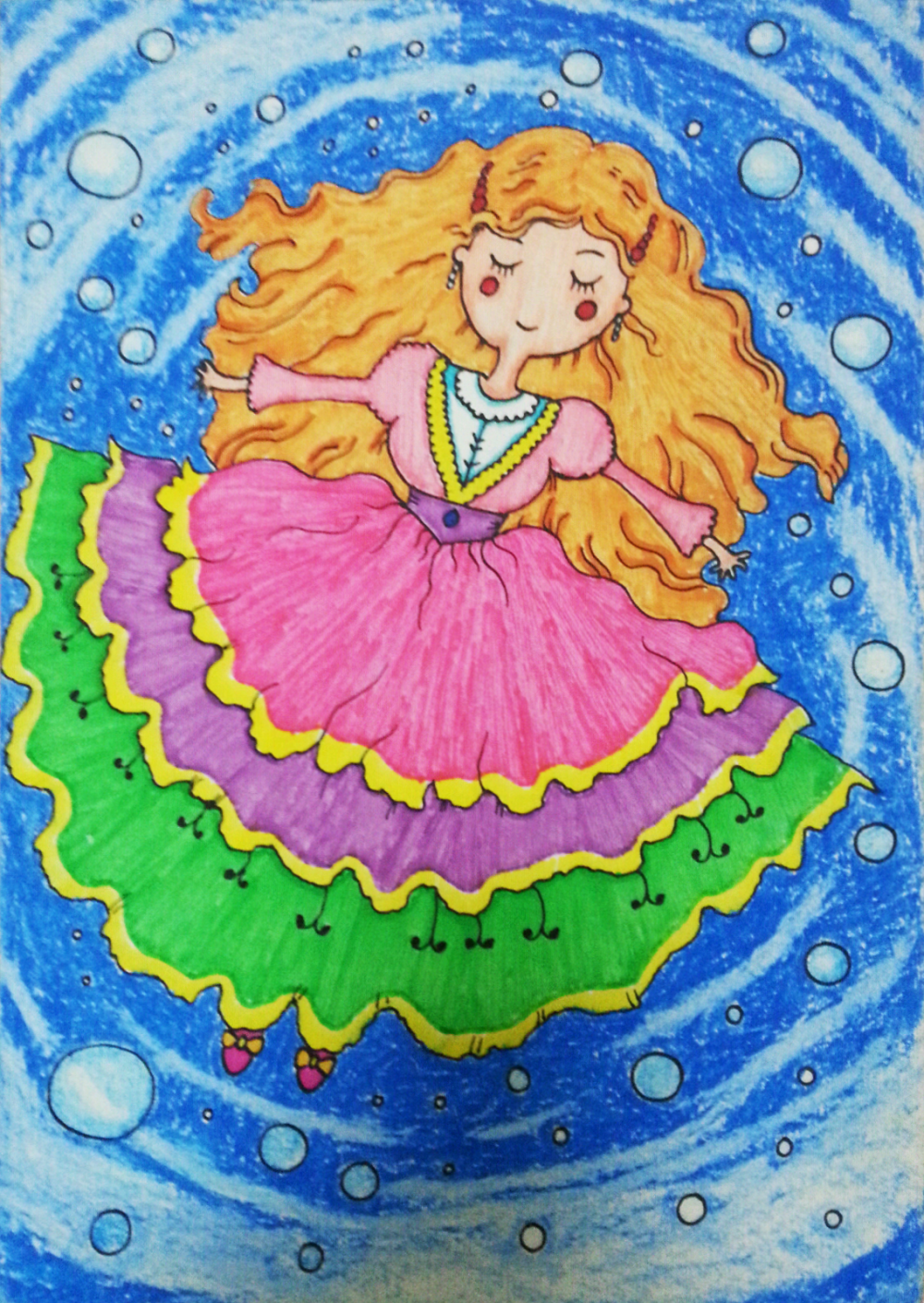 儿童绘画漂亮的小女孩