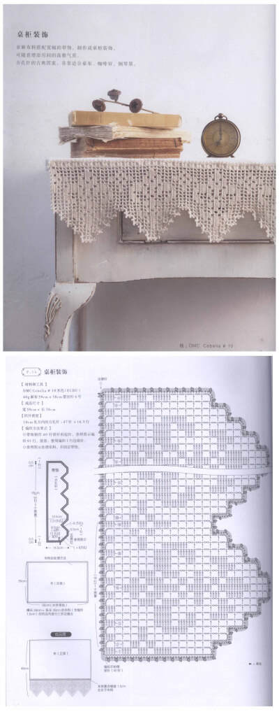 方孔针的古典图案，增添家里的高雅气质，你是想用作桌布，咖啡帘还是钢琴罩呢。 #钩织图解#