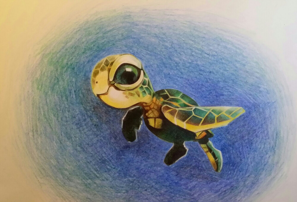 彩铅手绘《小海龟》