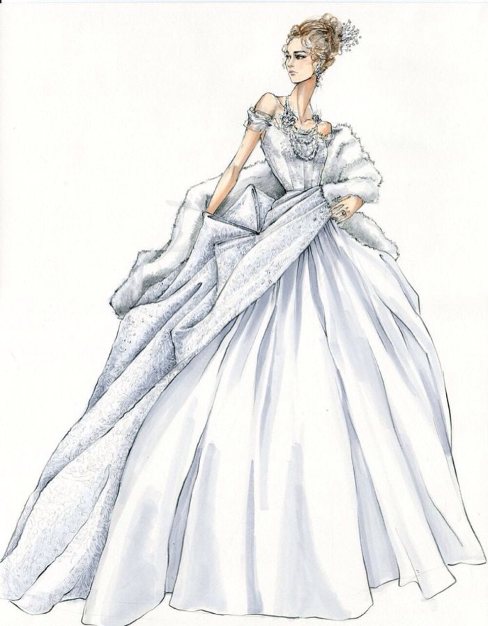 时尚婚纱手绘 线条的魅力 勾勒的岂止是白纱 素材