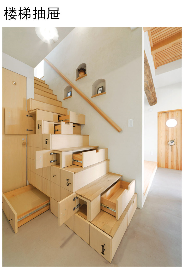 楼梯抽屉，节约空间首要选择，小户型可以考虑哦
