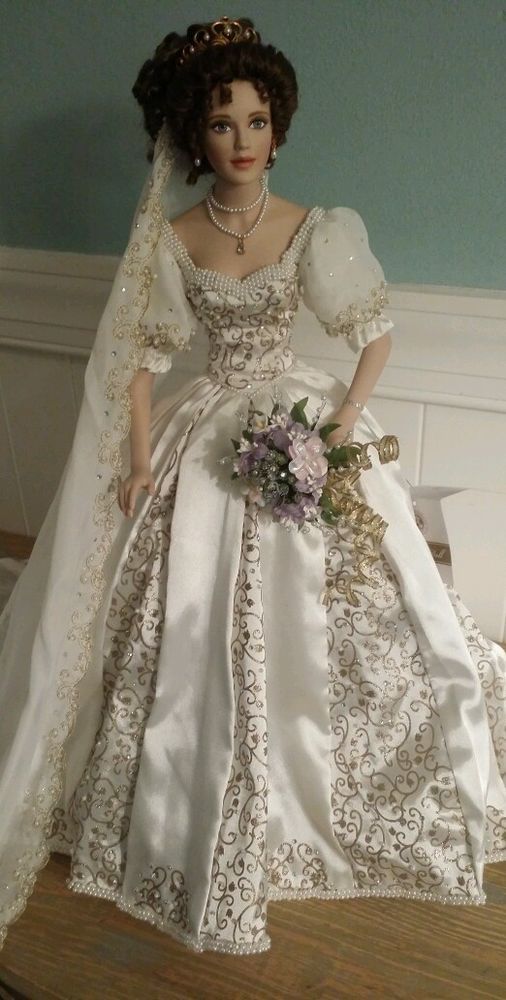 remake clothing/accents into Irish standing angel for Christmas 19&amp;quot; Add wings--etc. For display in foyer/LR?? Franklin Mint Natalia Porcelain Doll - The Spring Bride B11A221