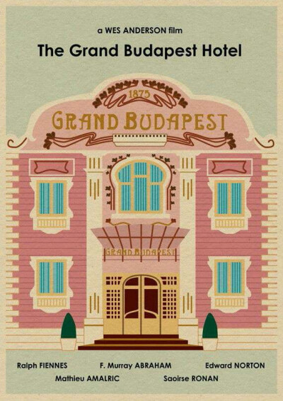 The Grand Budapest Hotel-壁纸 iPhone 平铺 桌面 手绘 粉红