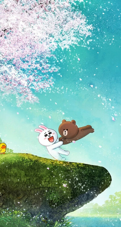 line friend iPhone 壁纸 锁屏 手绘 平铺