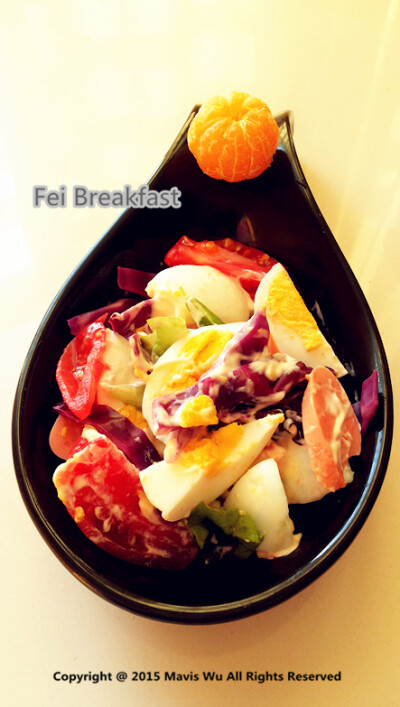 purple cabbage-purple lettuce-green sausage-pink egg-white &amp;amp; yellow tomato-red orange-orange lemon juice-light yellow