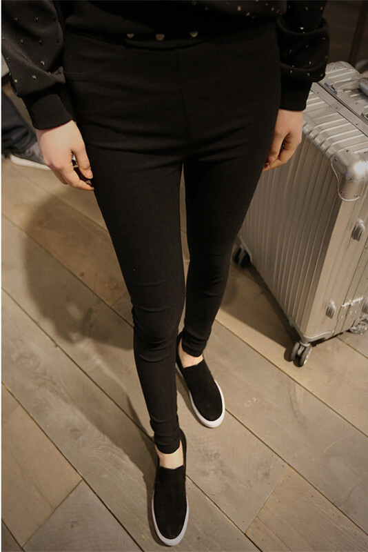 2015春季女式弹力显瘦修身外穿打底裤高腰黑色白小脚裤B160
