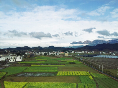 高铁上拍摄农家田地