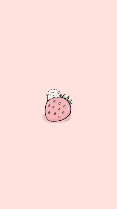 粉色 草莓 绵羊 壁纸