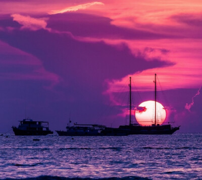 高清壁纸，风景，夕阳，海