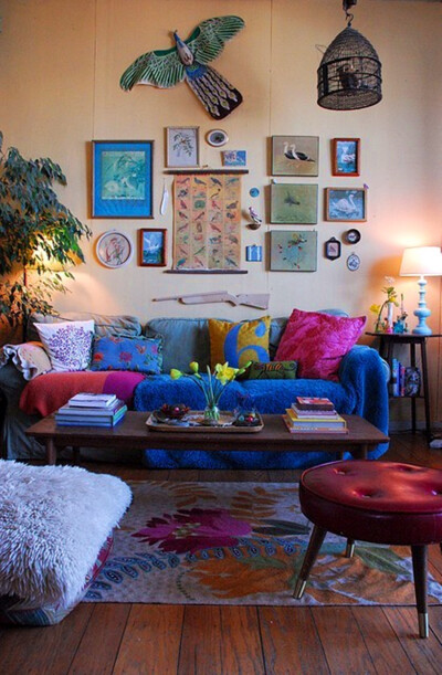 ❤ 飞鸟相与还 ❤ 北欧民族风彩色暖色调 室内客厅沙发设计