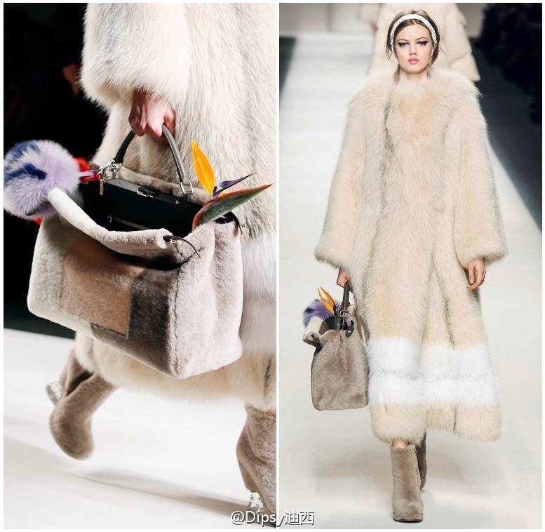 Fendi F/W 2015┃感觉Karl Lagerfeld 的偏心也不是一天两天了，把Fendi打理得越来越年轻越来越时髦，关键还越来越实穿.....老佛爷说他根本没有时间去逛跳蚤市场或古董商店，所以设计上自然有很多反复古思想，天堂鸟是暖心之花，送给所有自由和幸福的女孩......转自微博